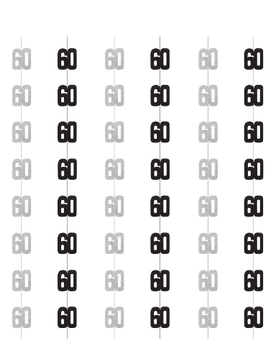 Black Glitz "60" Hanging Decor, 6ct