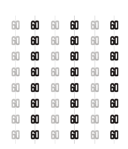 Black Glitz "60" Hanging Decor, 6ct