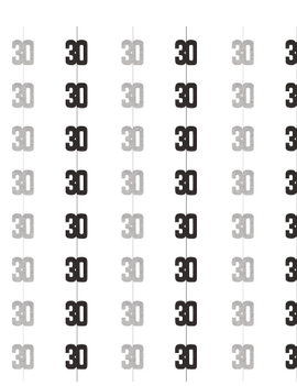 Black Glitz "30" Hanging Decor, 6ct