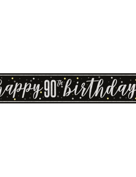Black Glitz "90" Foil Banner, 9ft