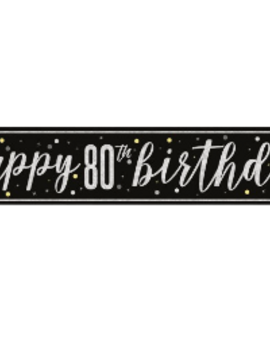 Black Glitz "80" Foil Banner, 9ft