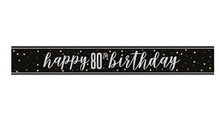Black Glitz "80" Foil Banner, 9ft
