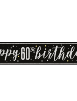 Black Glitz "60" Foil Banner, 9ft