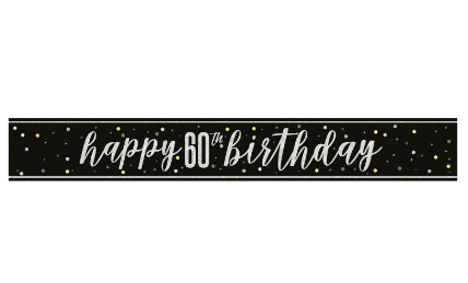 Black Glitz "60" Foil Banner, 9ft