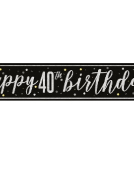 Black Glitz "40" Foil Banner, 9ft