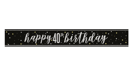 Black Glitz "40" Foil Banner, 9ft