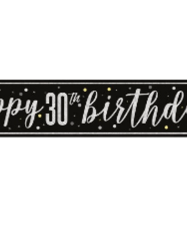 Black Glitz "30" Foil Banner, 9ft