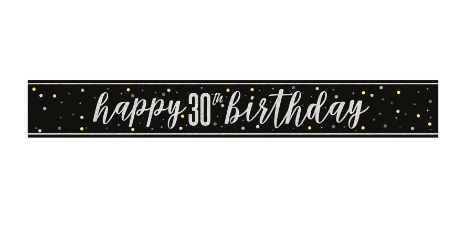 Black Glitz "30" Foil Banner, 9ft