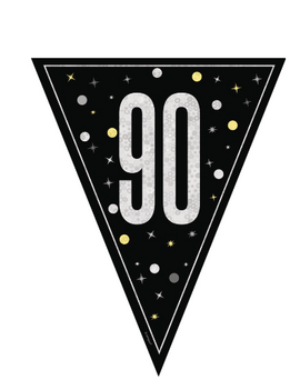 Black Glitz "90"  Pennant Banner, 9ft