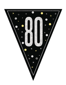 Black Glitz "80" Pennant Banner, 9ft