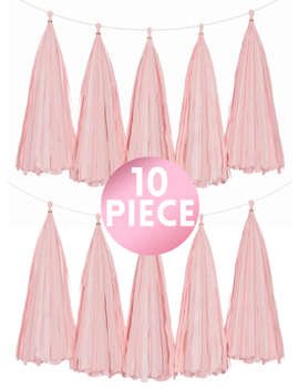 14" Baby Pink Paper Tassel, 10ct