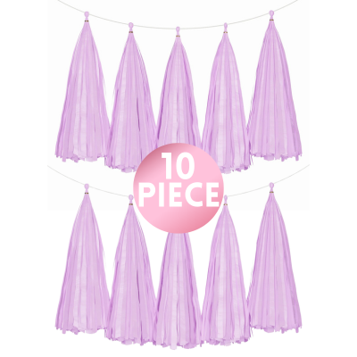 14" Lavender Paper Tassel, 10ct