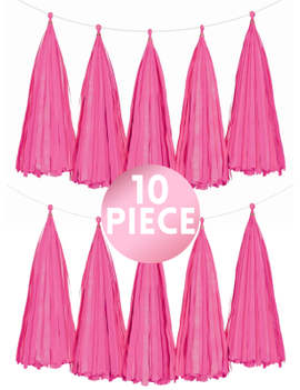 14" Pink Paper Tassel, 10ct