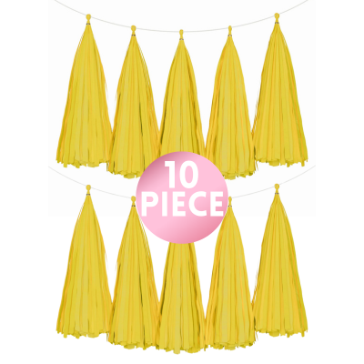 14" Yellow Paper Tassel, 10ct