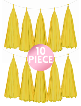 14" Yellow Paper Tassel, 10ct