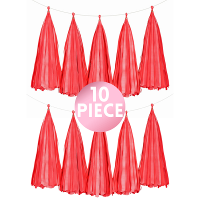 14" Red Paper Tassel, 10ct