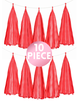 14" Red Paper Tassel, 10ct