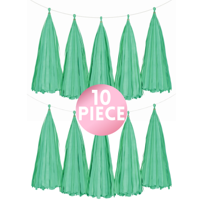 14" Light Green Paper Tassel, 10ct