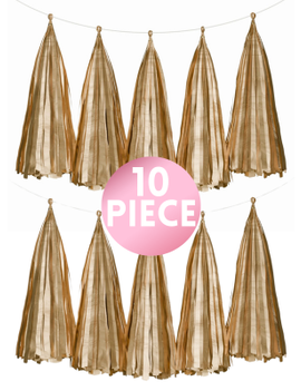 14" Metallic Gold Paper Tassel, 10ct
