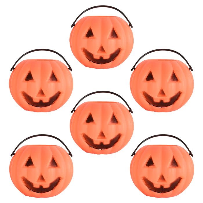 Plastic Miniature Pumpkin Buckets, 6ct