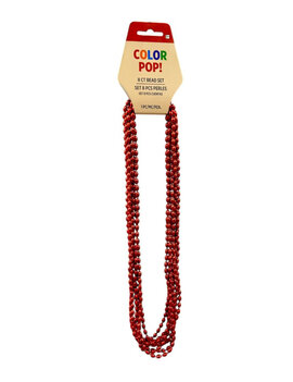 Red Metallic Bead Necklaces 8ct