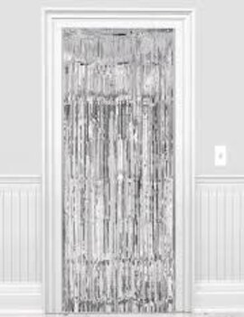 1" Wide cut - Silver Tinsel Door Curtain - 3'x8'