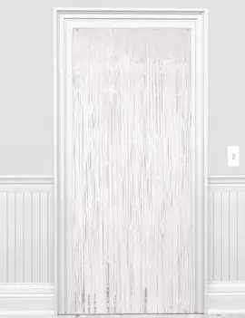 1" Wide cut - White Tinsel Door Curtain - 3'x8'