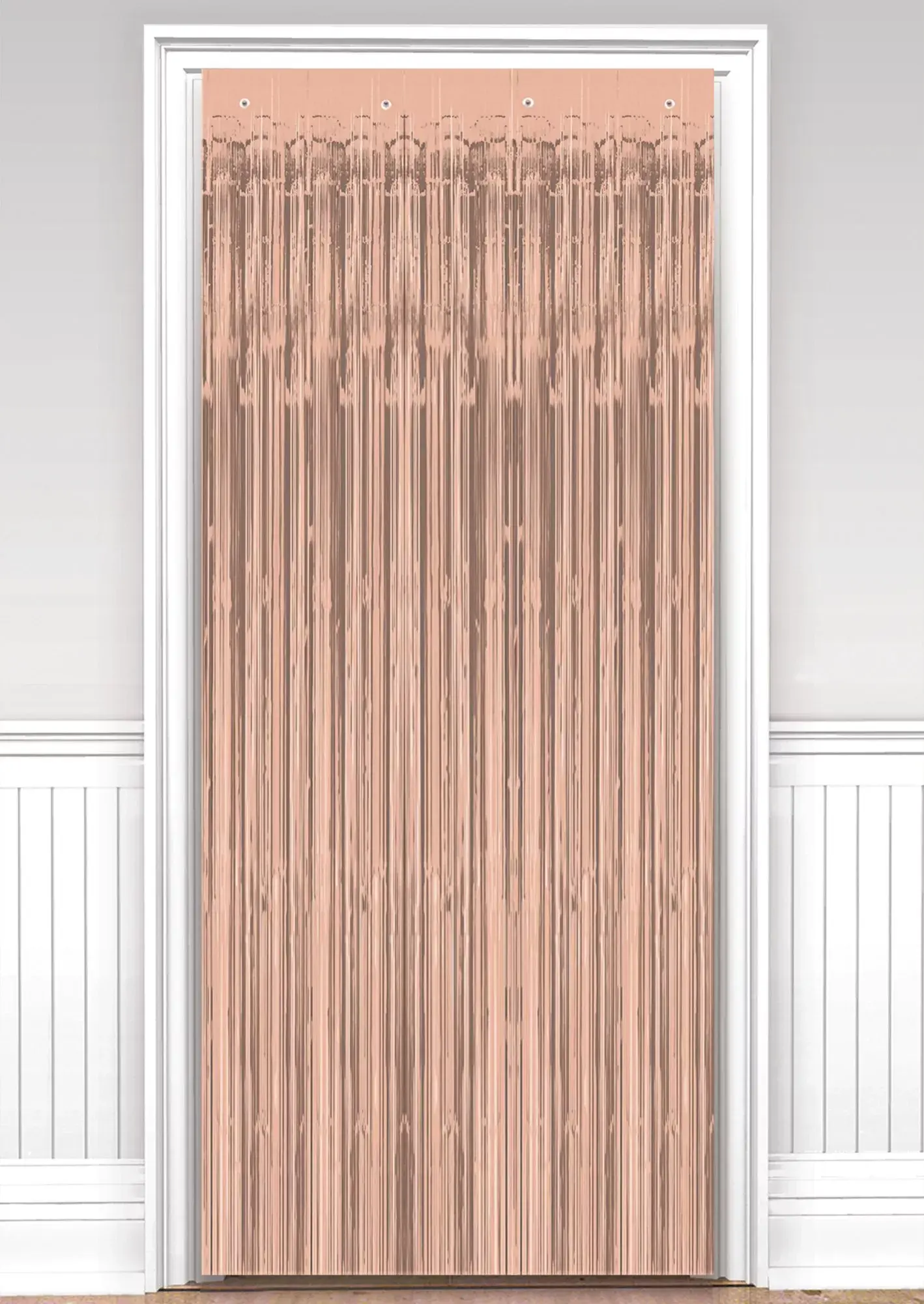1" Wide cut - Rose Gold Tinsel Door Curtain - 3'x8'