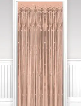 1" Wide cut - Rose Gold Tinsel Door Curtain - 3'x8'