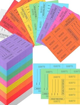 Basket Raffle Tickets 10 Tickets per Sheet - 150 Sheets (color may vary, comes with 150 of one solid color)