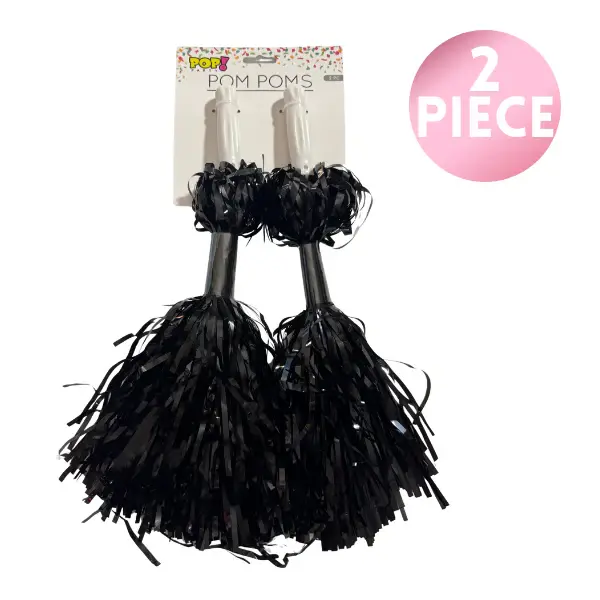 12" Pom Pom -  Black, 2ct
