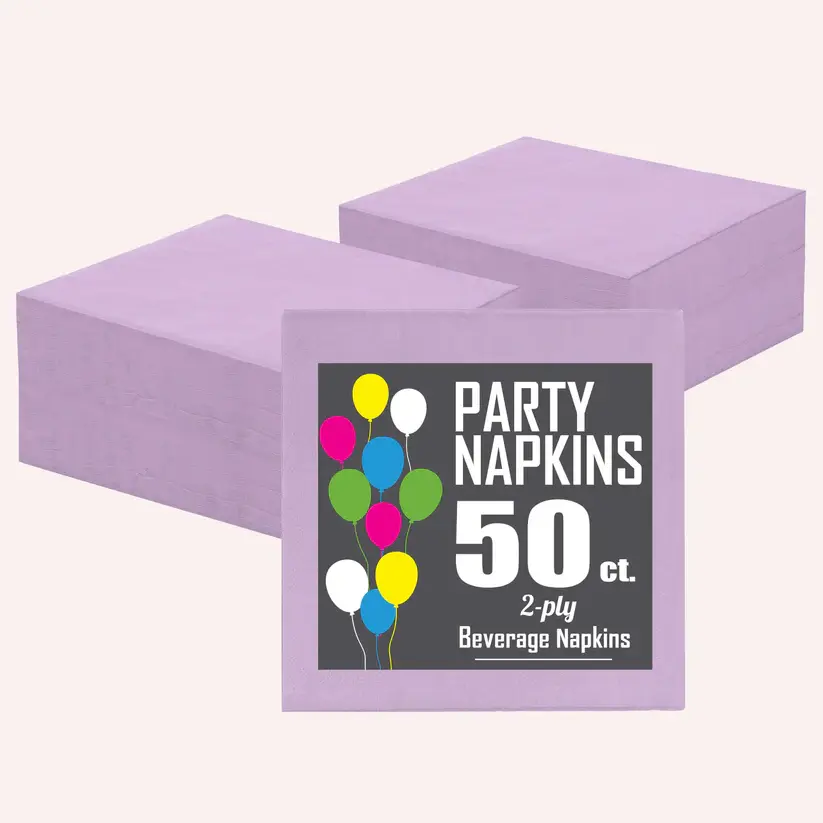Lavender 2-Ply Beverage Napkins- 50 count