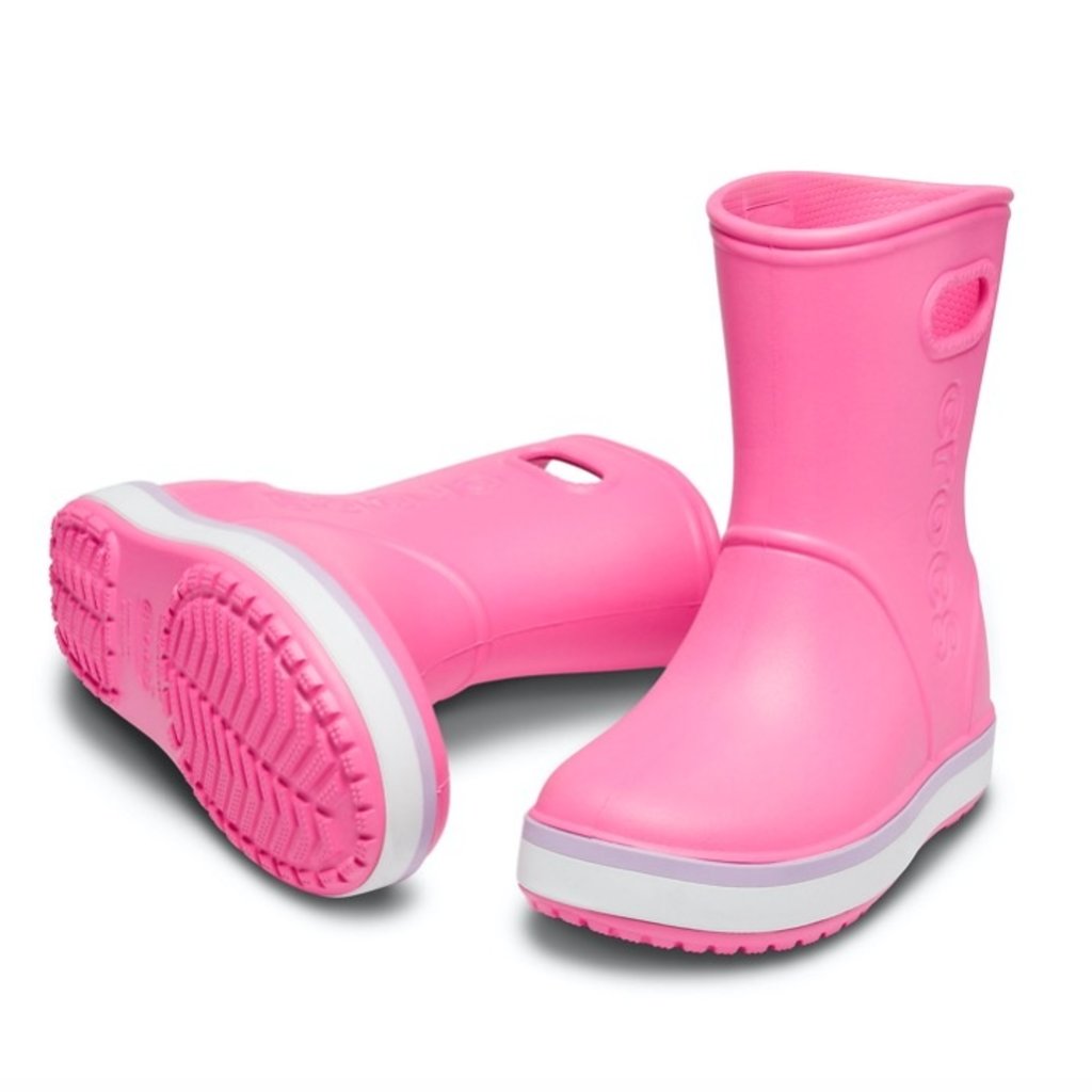 crocs pink rain boots