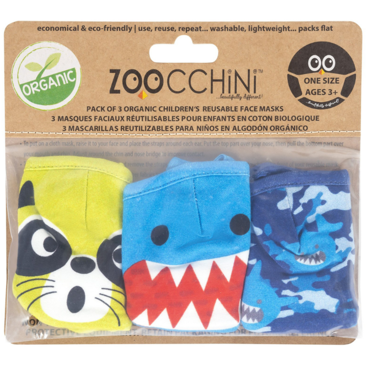 Zoocchini Zoocchini Organic Face Mask (3 PK) Sharks