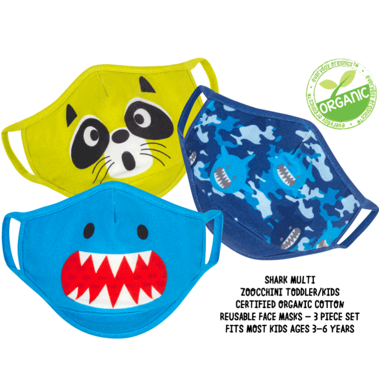 Zoocchini Zoocchini Organic Face Mask (3 PK) Sharks