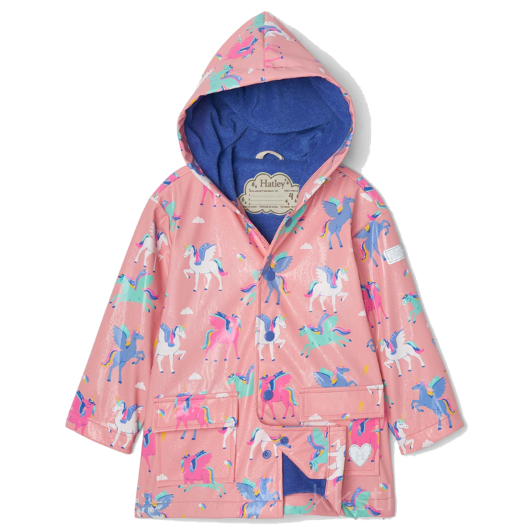 Hatley Hatley Colour Changing Raincoat Magical Pegasus Pink