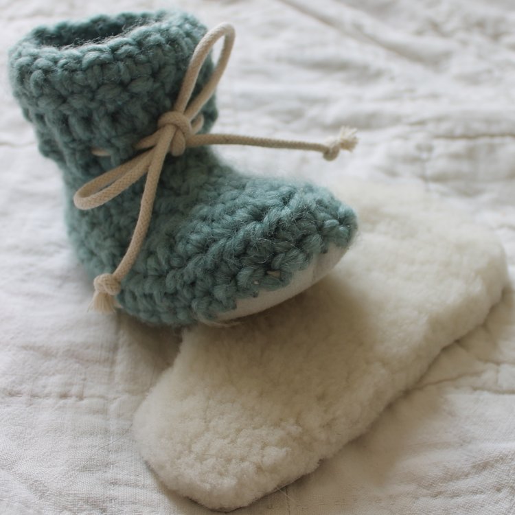 Juno Crochet Juno Sheepskin Slipper Teal