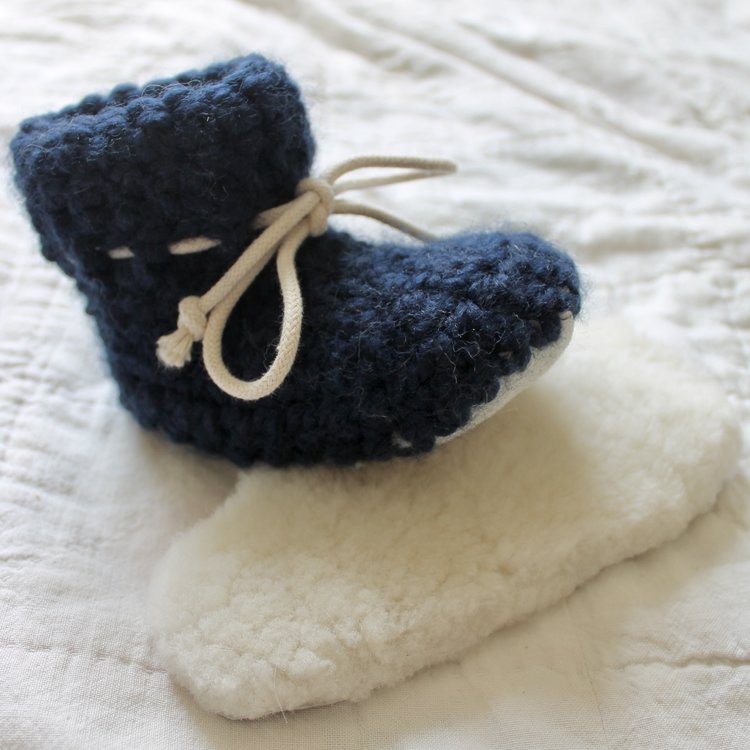 Juno Crochet Juno Sheepskin Slipper Navy
