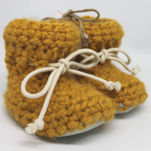 Juno Crochet Sheepskin Slipper Mustard