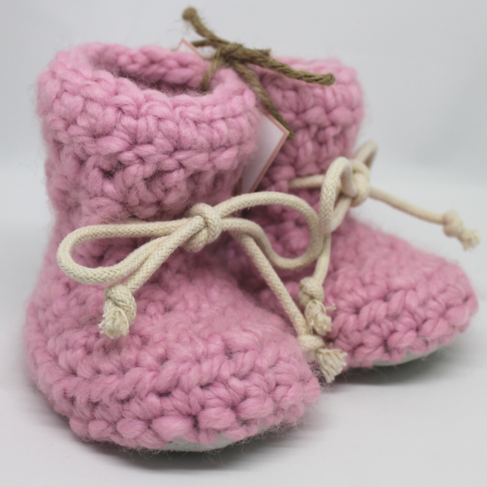 Juno Crochet Sheepskin Slipper Pink