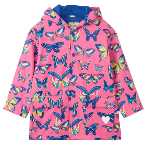 Hatley Vibrant Butterfles Raincoat Pink Carnation