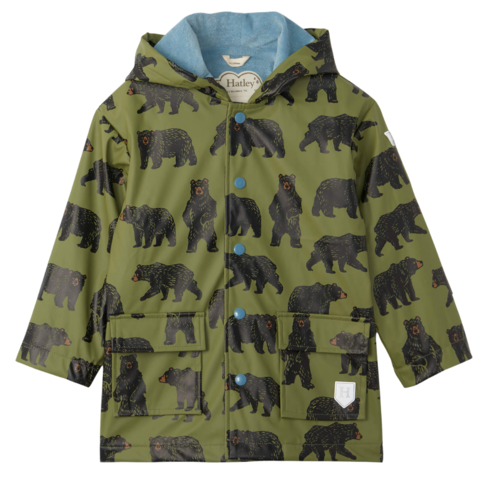 Hatley Wild Bears Raincoat Green