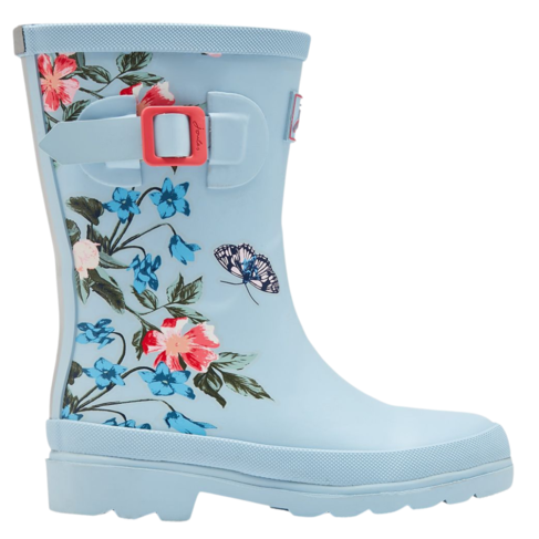 Joules Tall Printed Welly Blue Floral (Toddler 10 + Child 12)