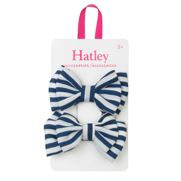Hatley Hatley Navy Stripe Bows Hair Clips