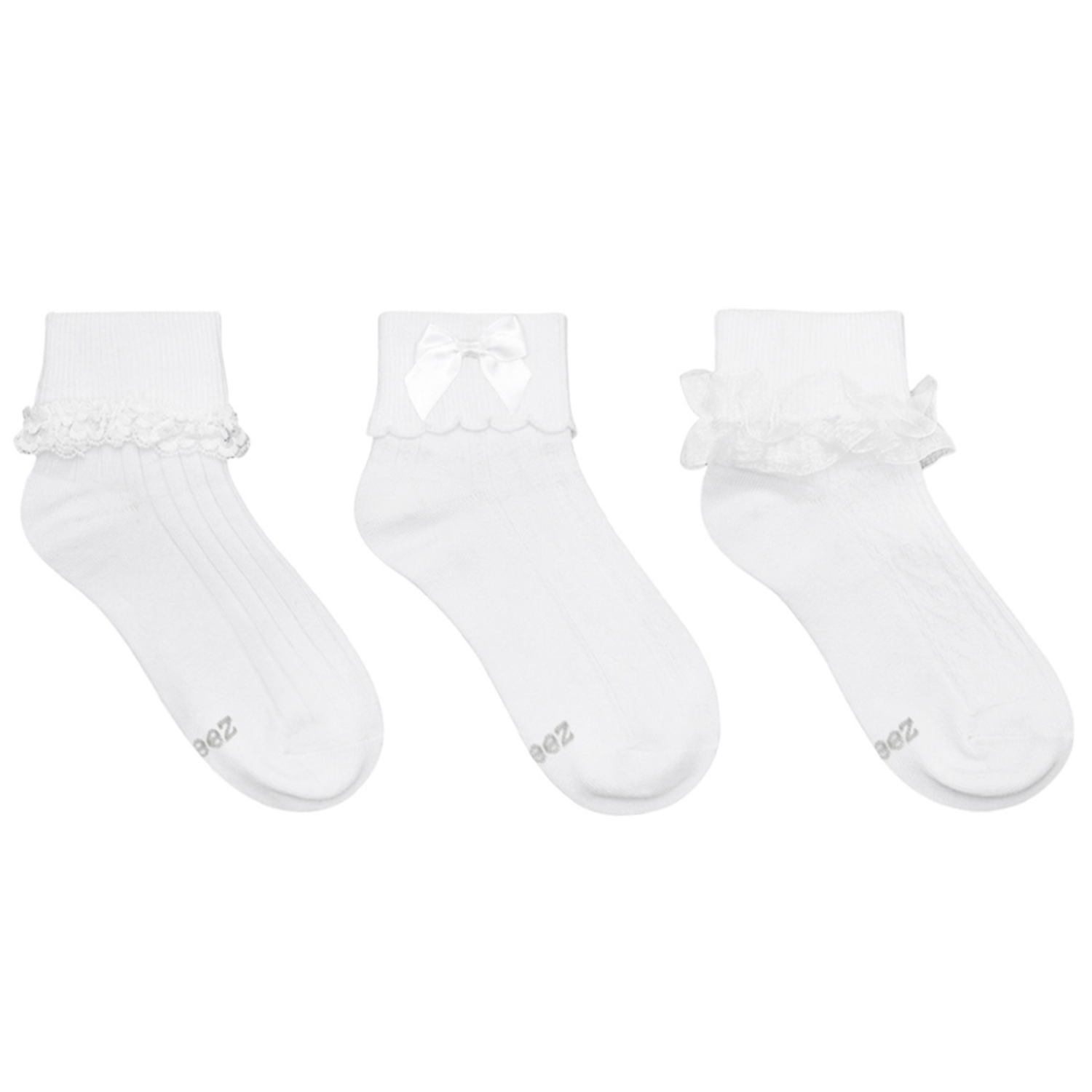 Robeez Kids Socks 3pk - Classic Cuffed White Robeez Kids Socks 3pk - Classic Cuffed White