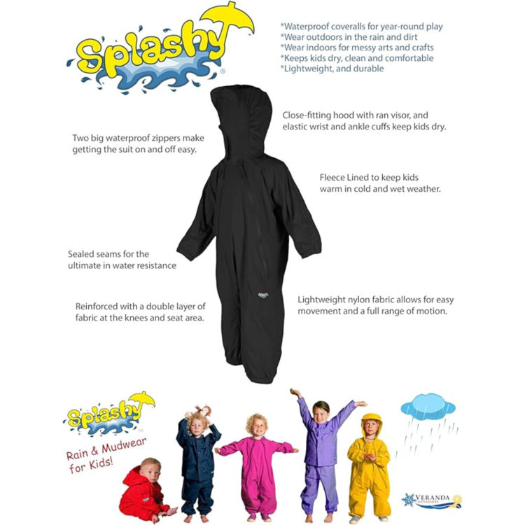 J&K J&K Splashy Fleece Lined One Piece Suit Black