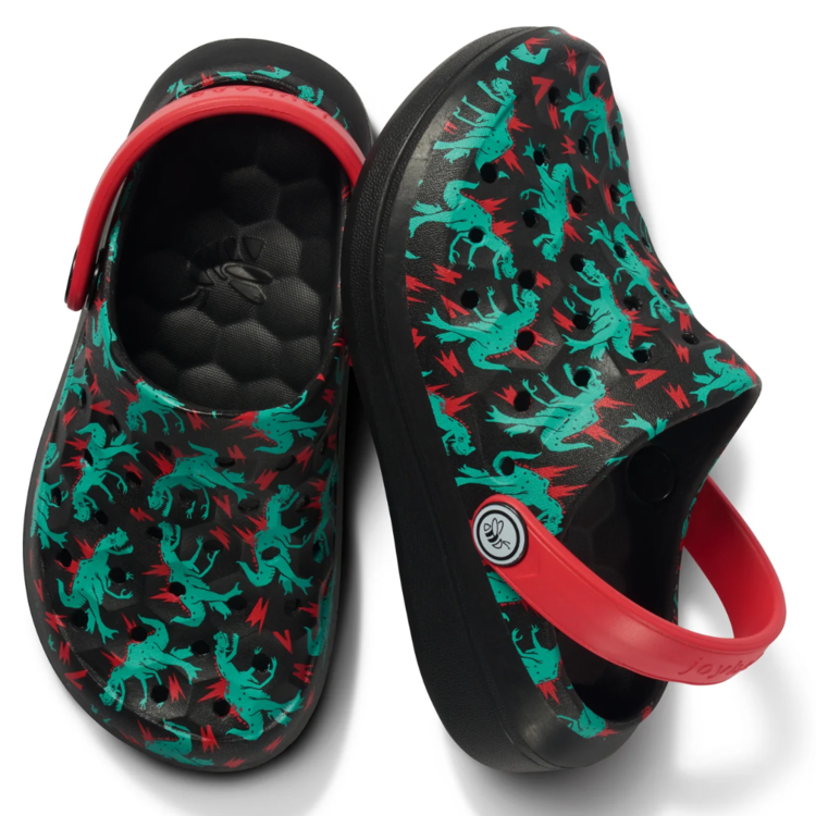 Joybees Joybees Kids' Varsity Clog Graphic Dino/Bolt Red