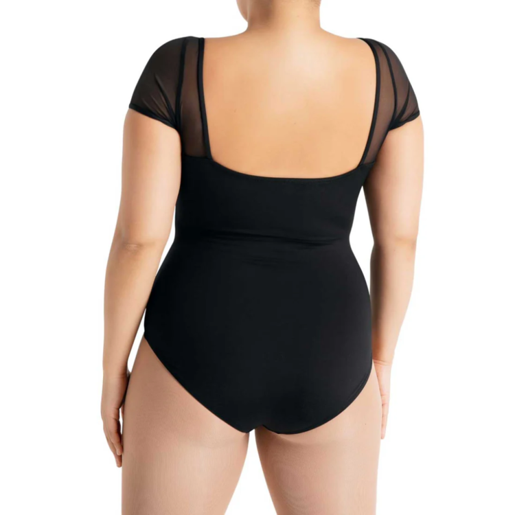 Capezio Capezio Mesh Yoke Short Sleeve Leotard Black