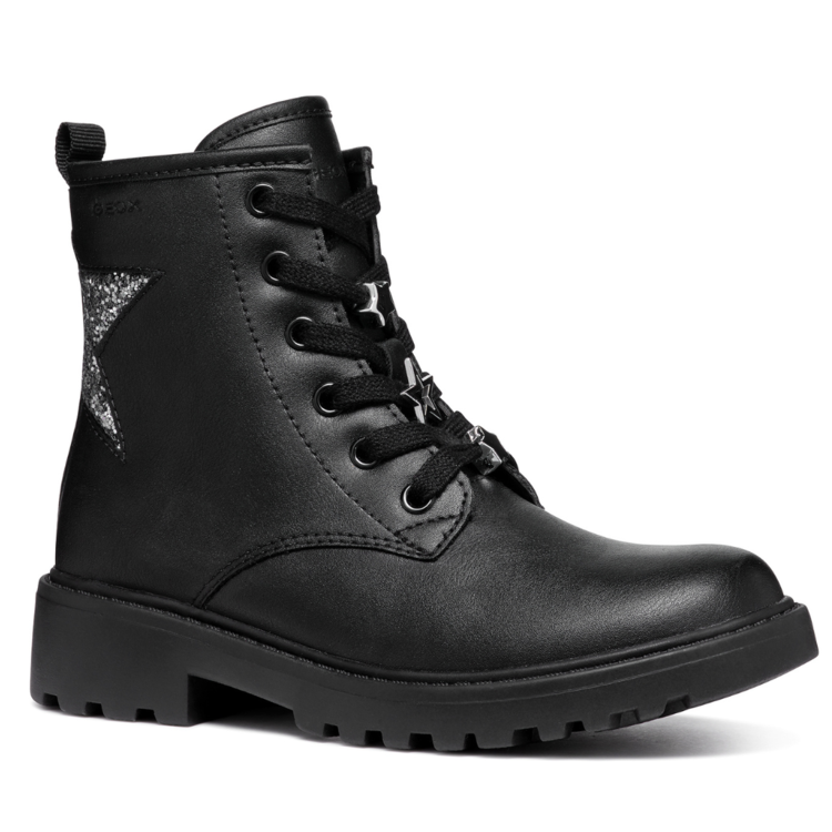 Geox Geox J Casey Boot Black/Dk Silver