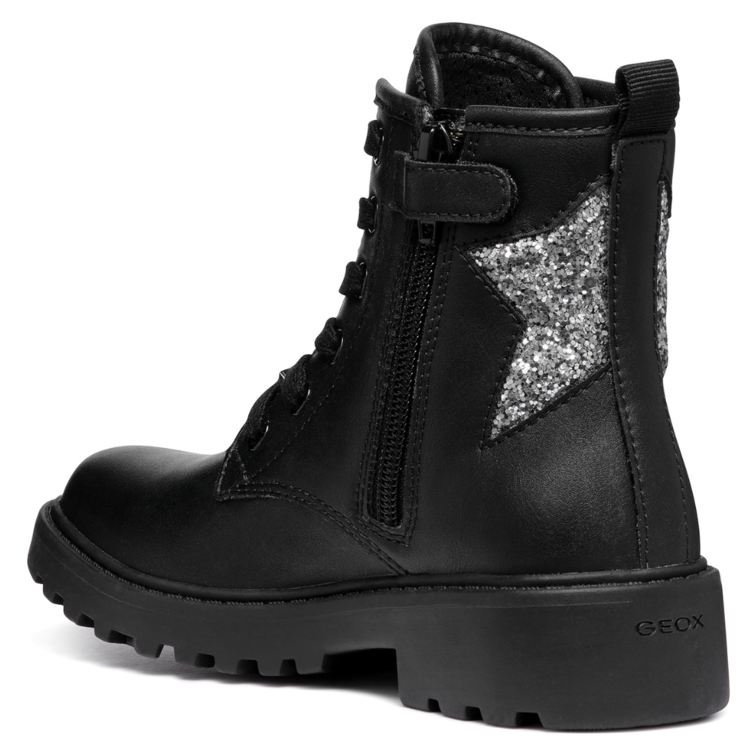 Geox Geox J Casey Boot Black/Dk Silver